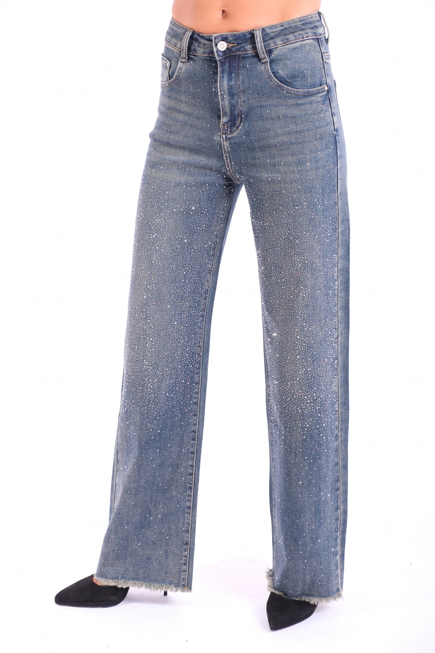 JEANS SFRANGIATO STRASS