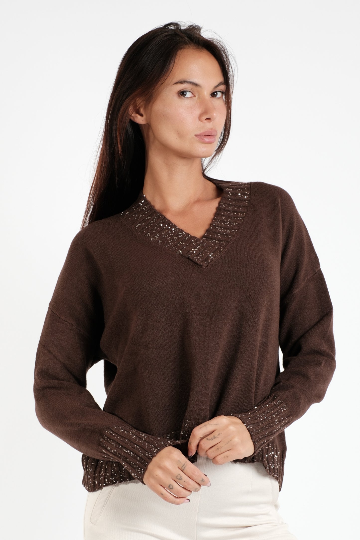 MAGLIA LUREX SCOLLO V