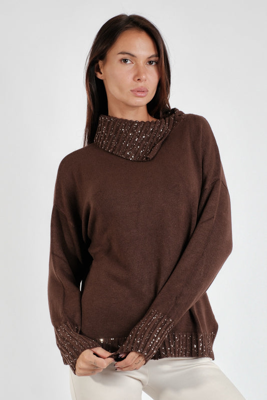 MAGLIA COLLO ALTO STRASS