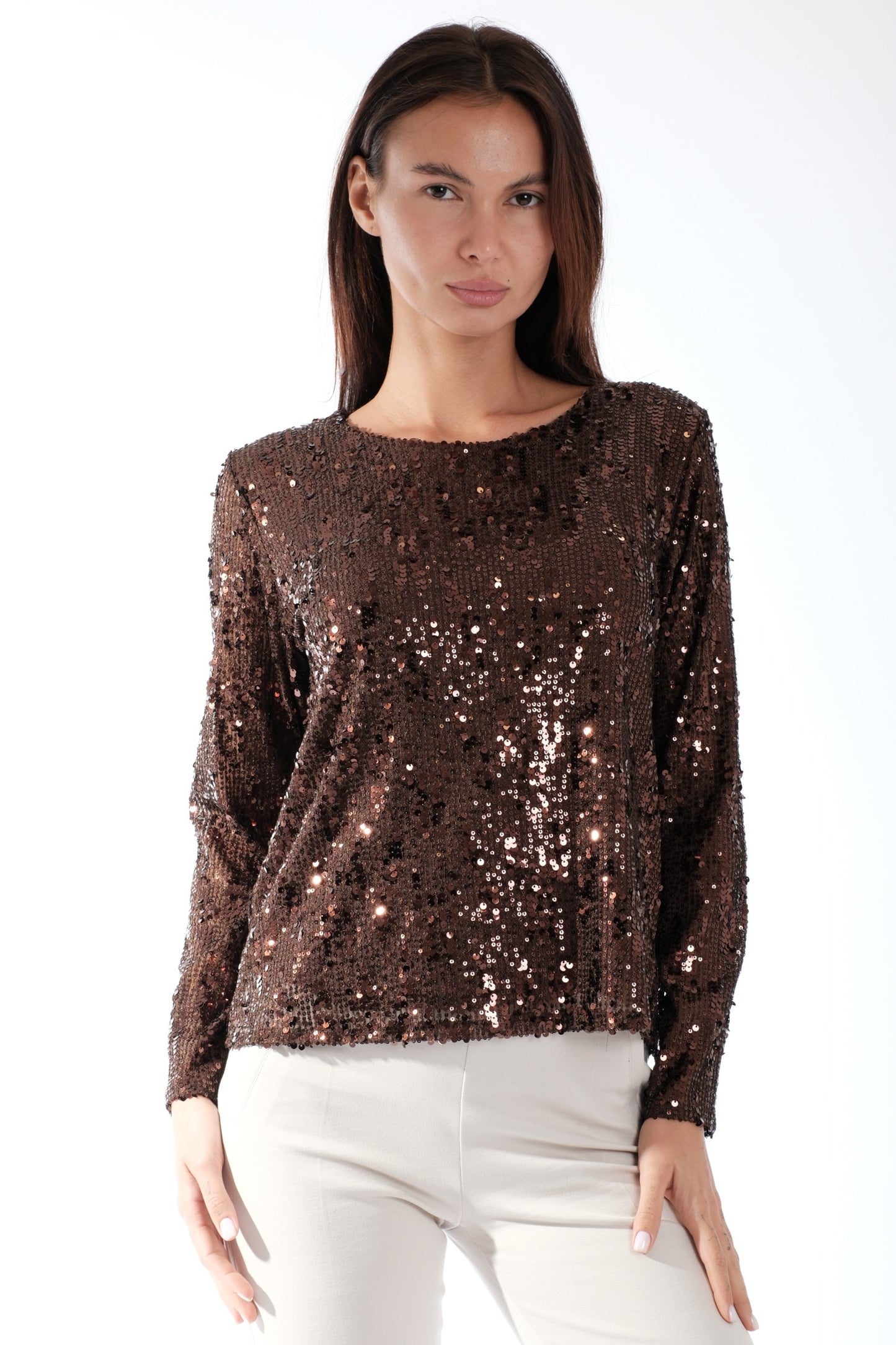 BLUSA PAILLETTES|Colore:Moro