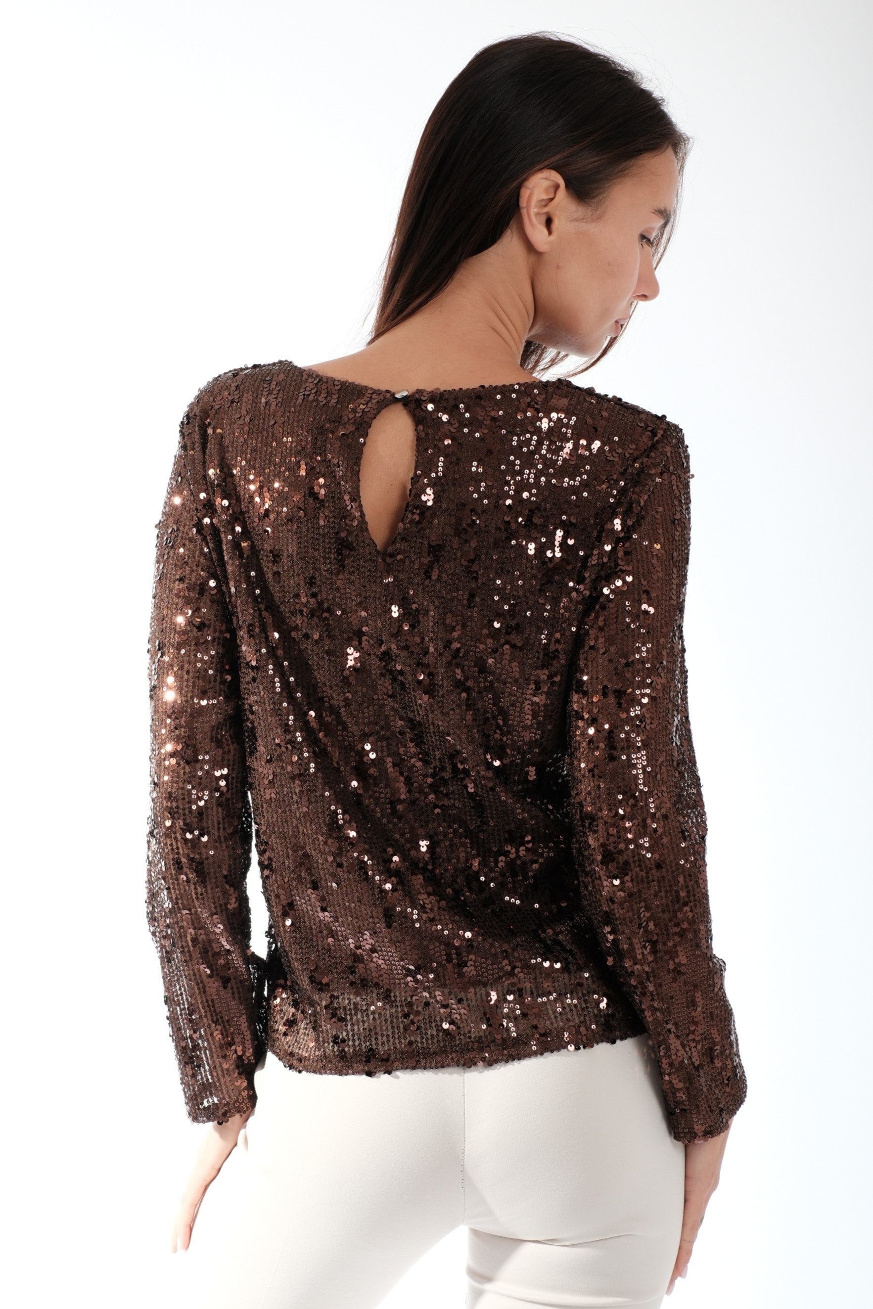 BLUSA PAILLETTES|Colore:Moro