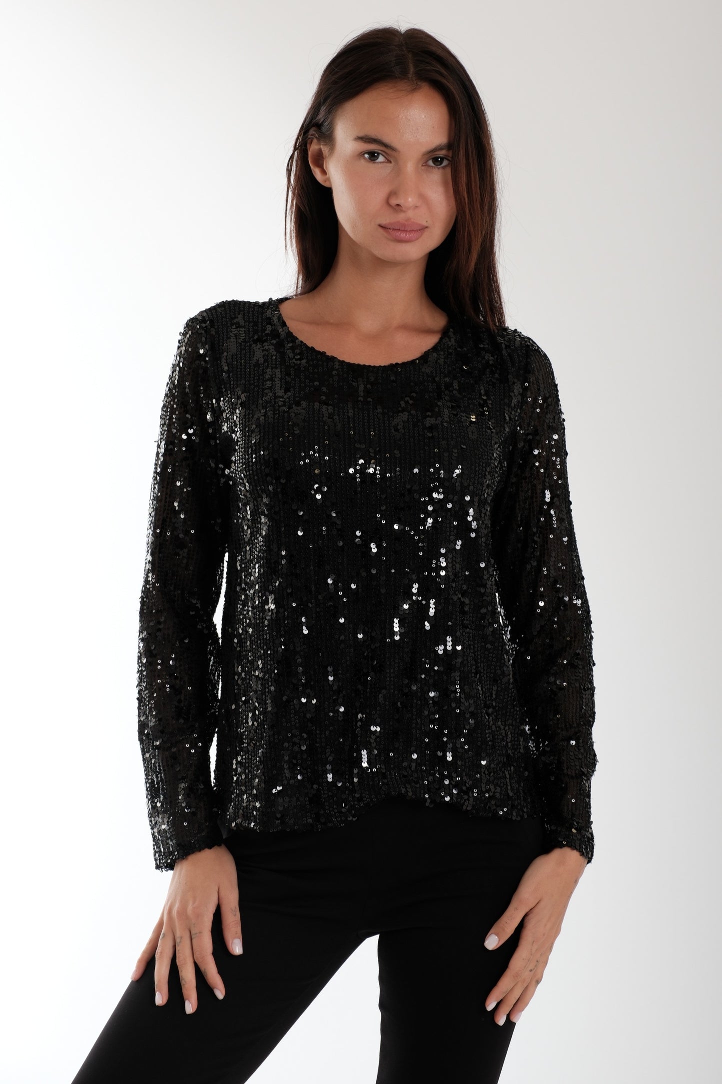 BLUSA PAILLETTES|Colore:Nero