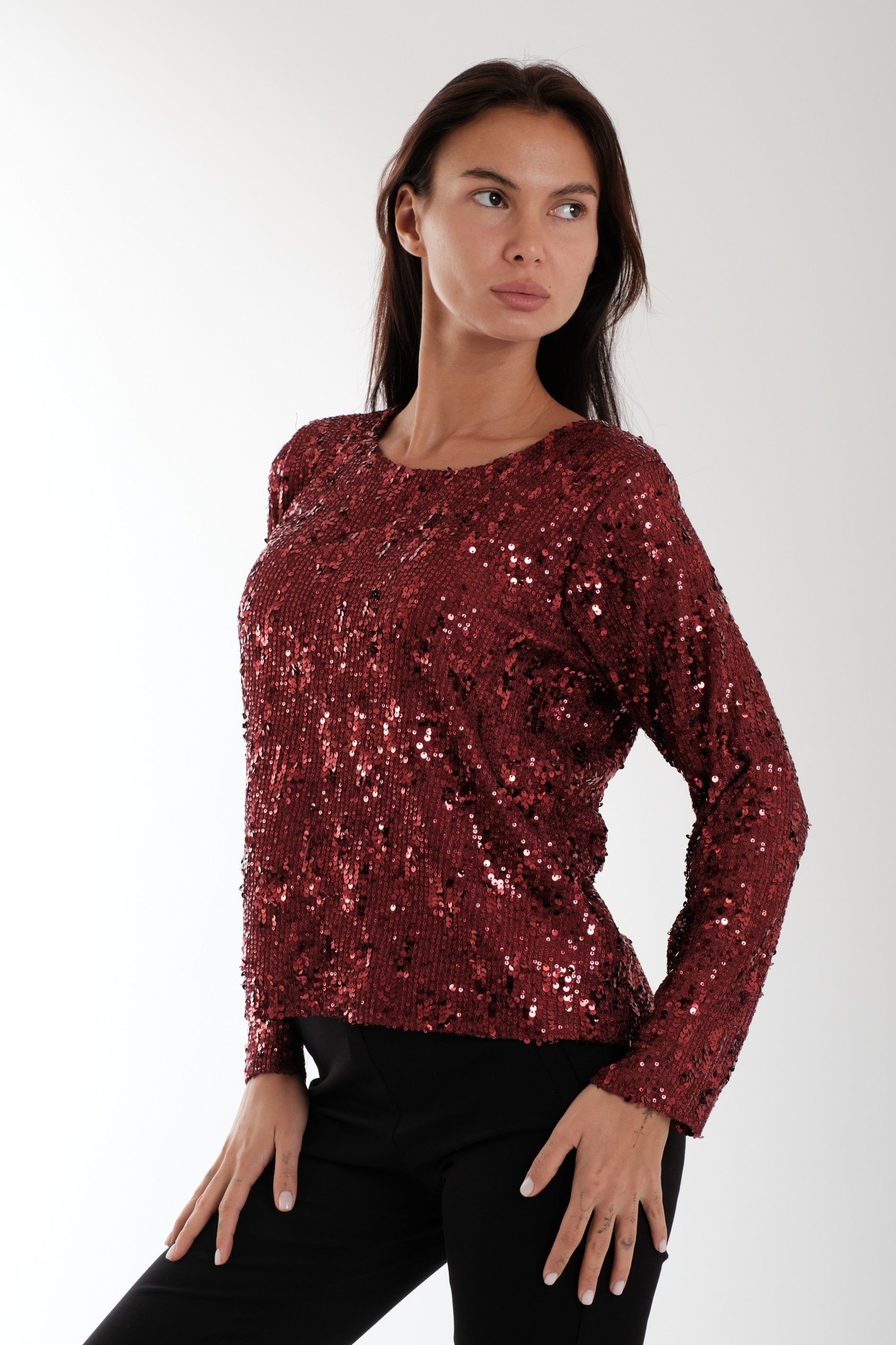 BLUSA PAILLETTES|Colore:Rosso