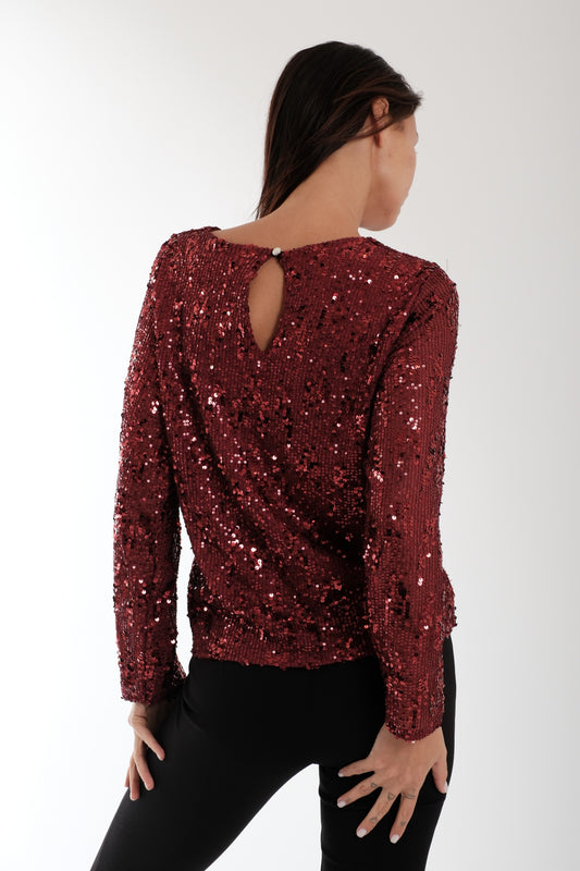 BLUSA PAILLETTES|Colore:Rosso