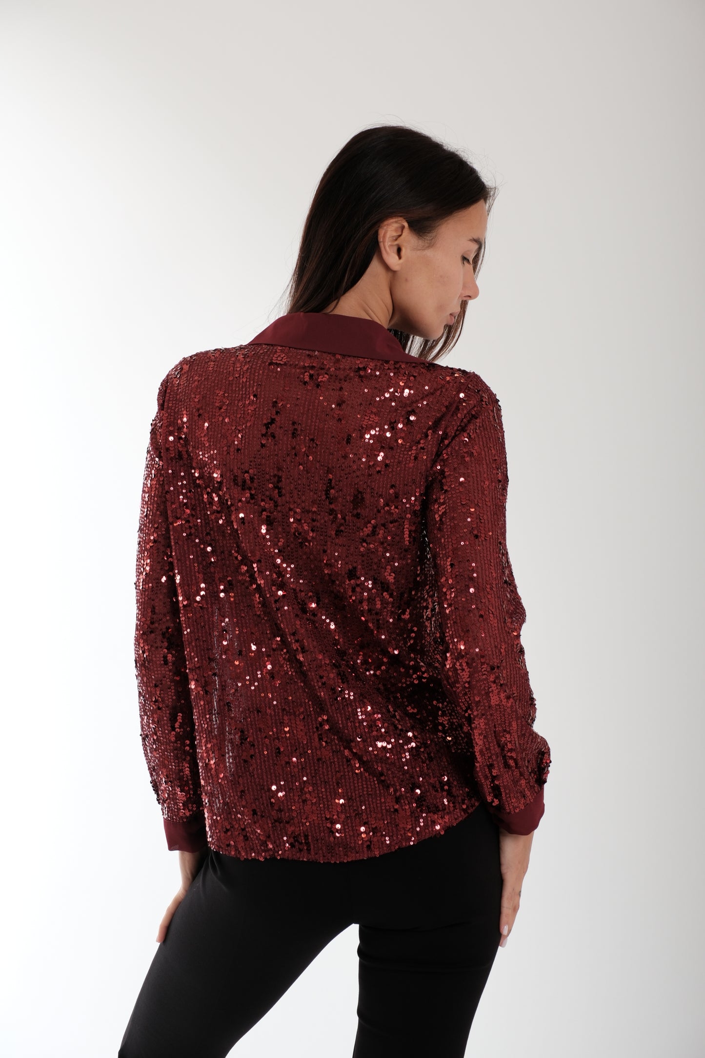 CAMICIA CON PAILLETTES|Colore:Rosso