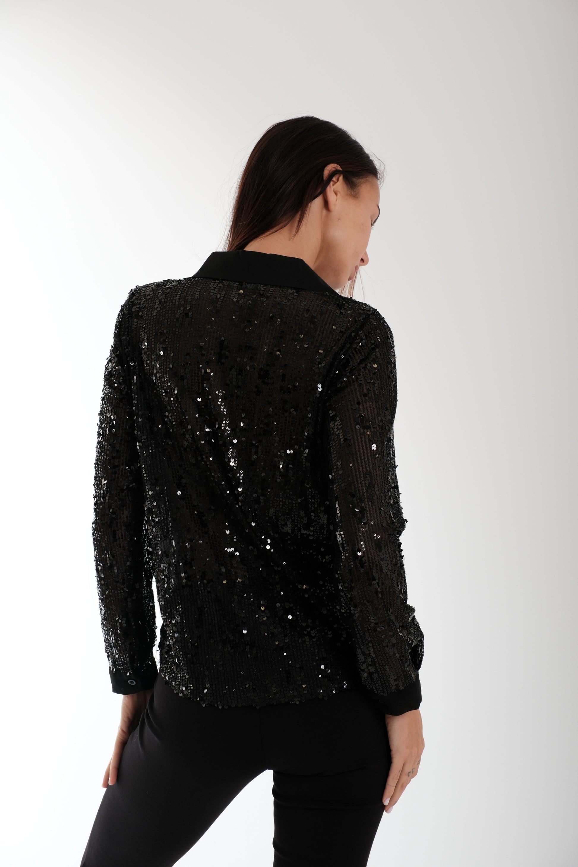 CAMICIA CON PAILLETTES|Colore:Nero