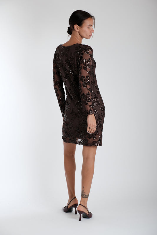 ABITO VELATO CON PAILLETTES|Colore:Moro