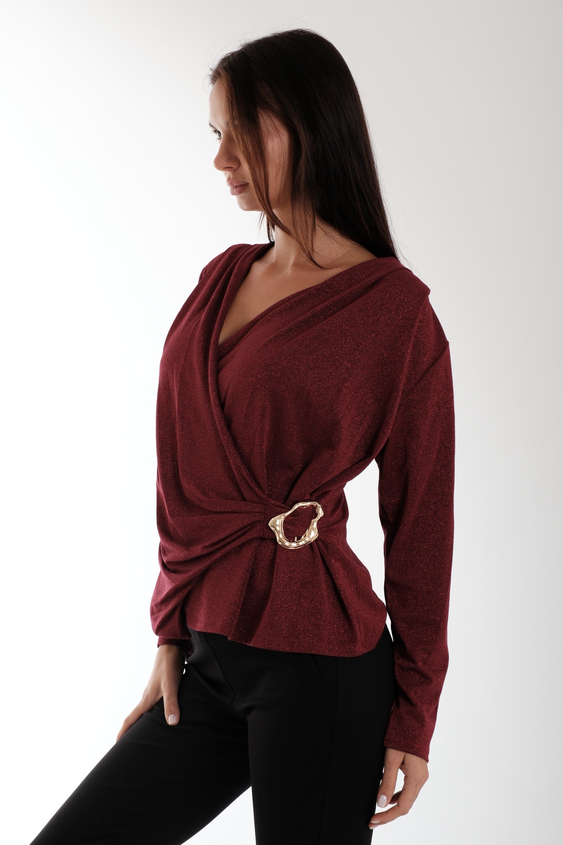 BLUSA INCROCIO LUREX|Colore:Rosso