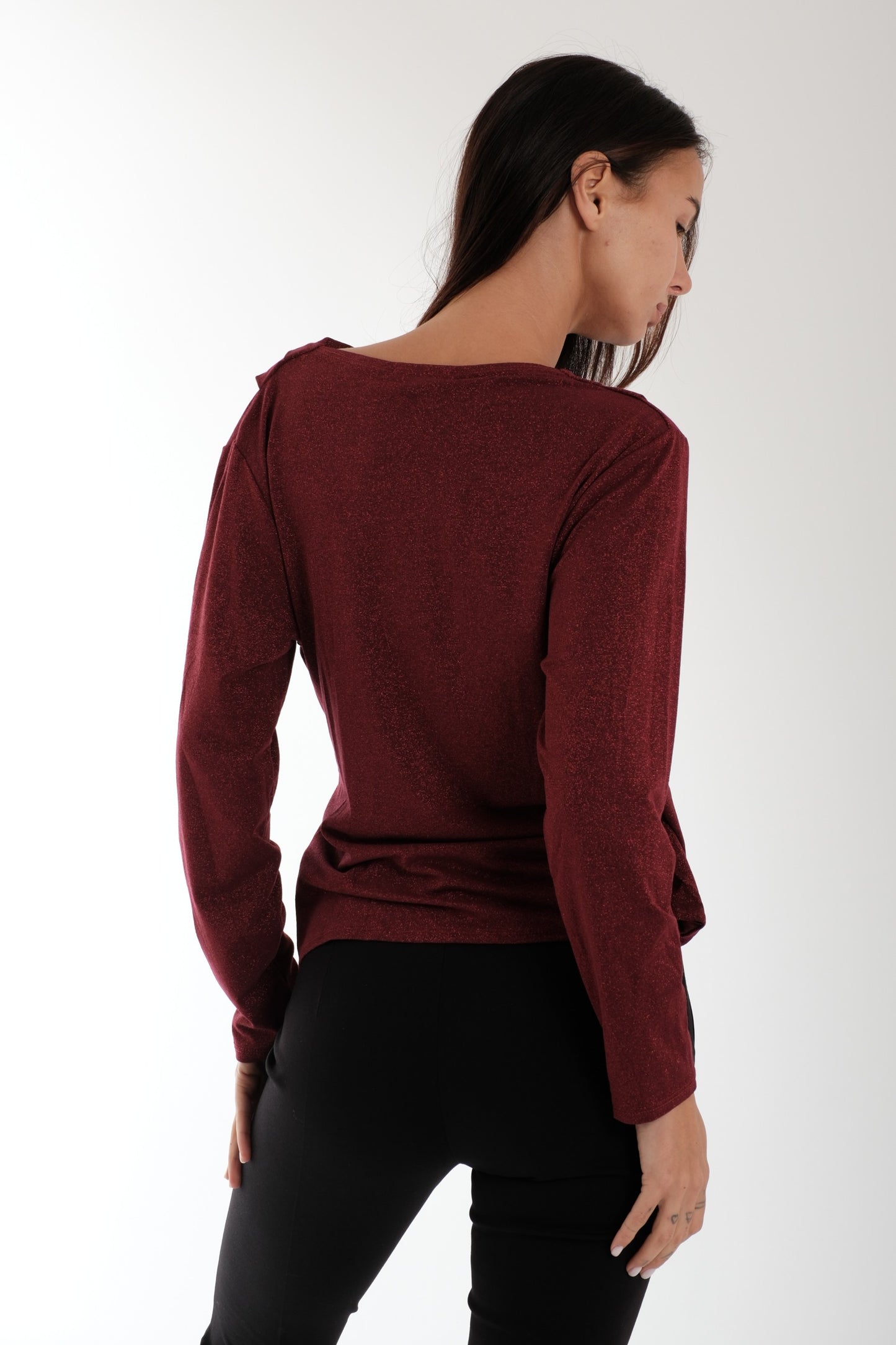 BLUSA INCROCIO LUREX|Colore:Rosso