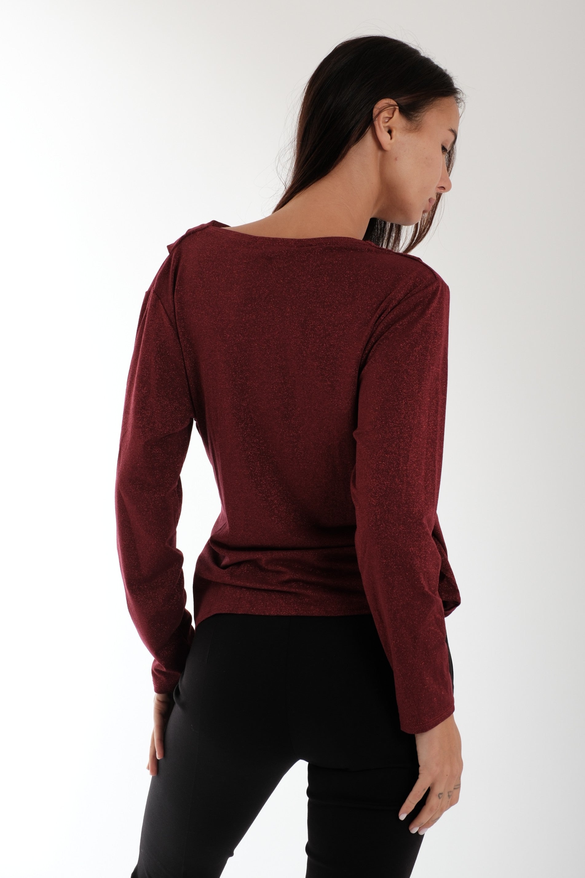 BLUSA INCROCIO LUREX|Colore:Rosso