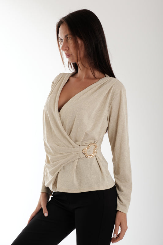BLUSA INCROCIO LUREX|Colore:Oro