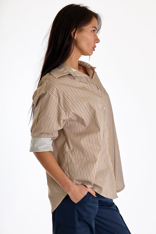CAMICIA RIGATA|Colore:Sabbia