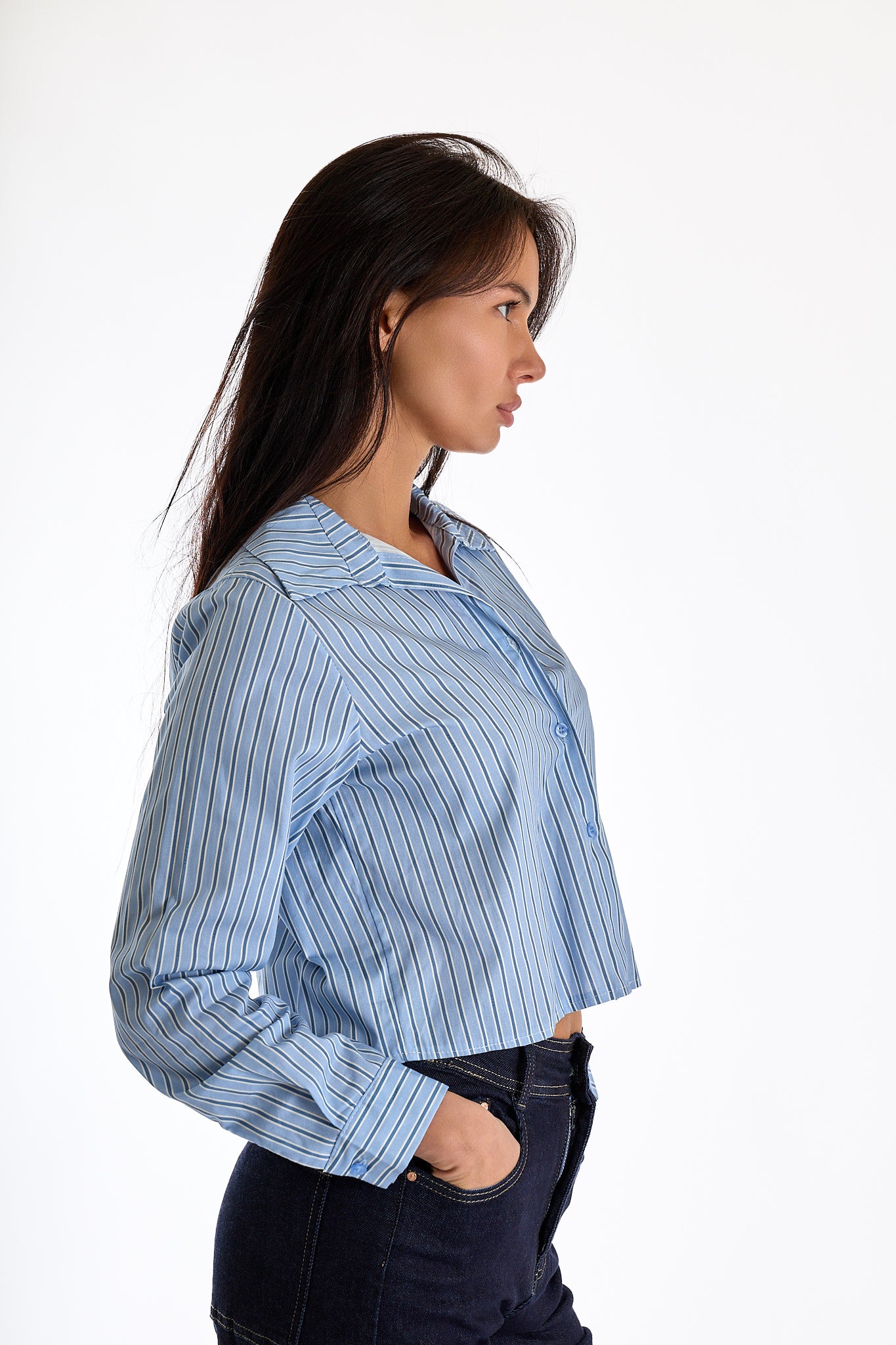CAMICIA CORTA RIGATA|Colore:Celeste