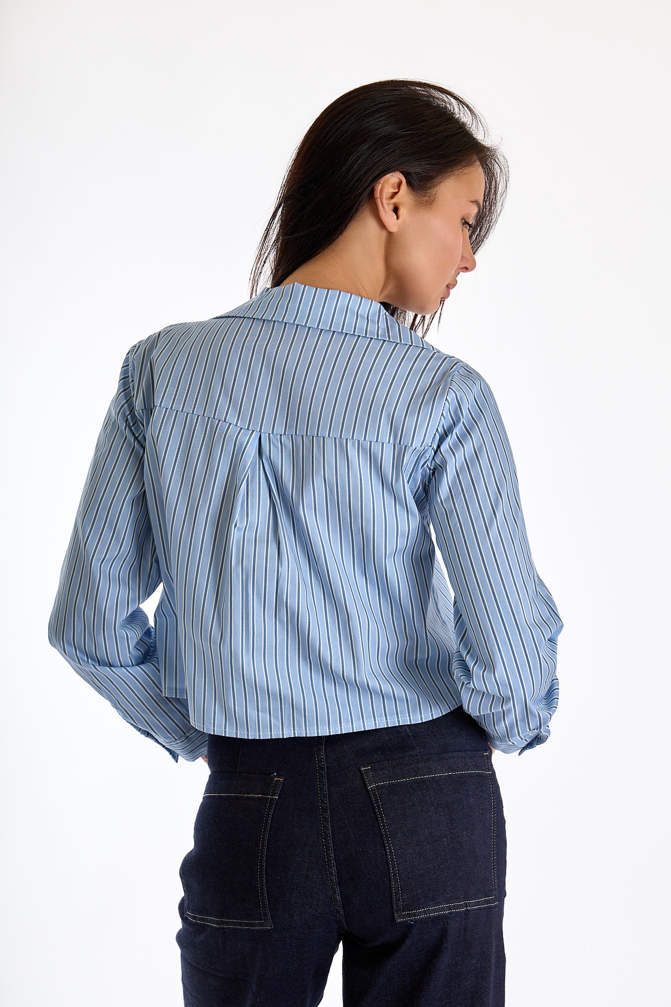 CAMICIA CORTA RIGATA|Colore:Celeste