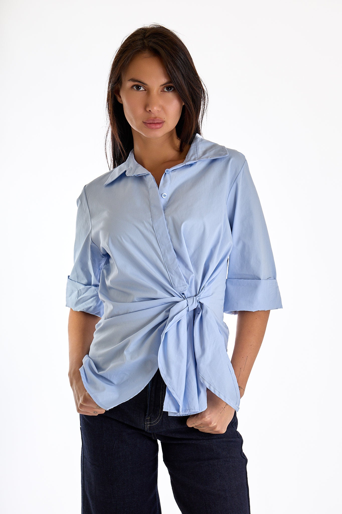 CAMICIA NODO LATERALE|Colore:Celeste