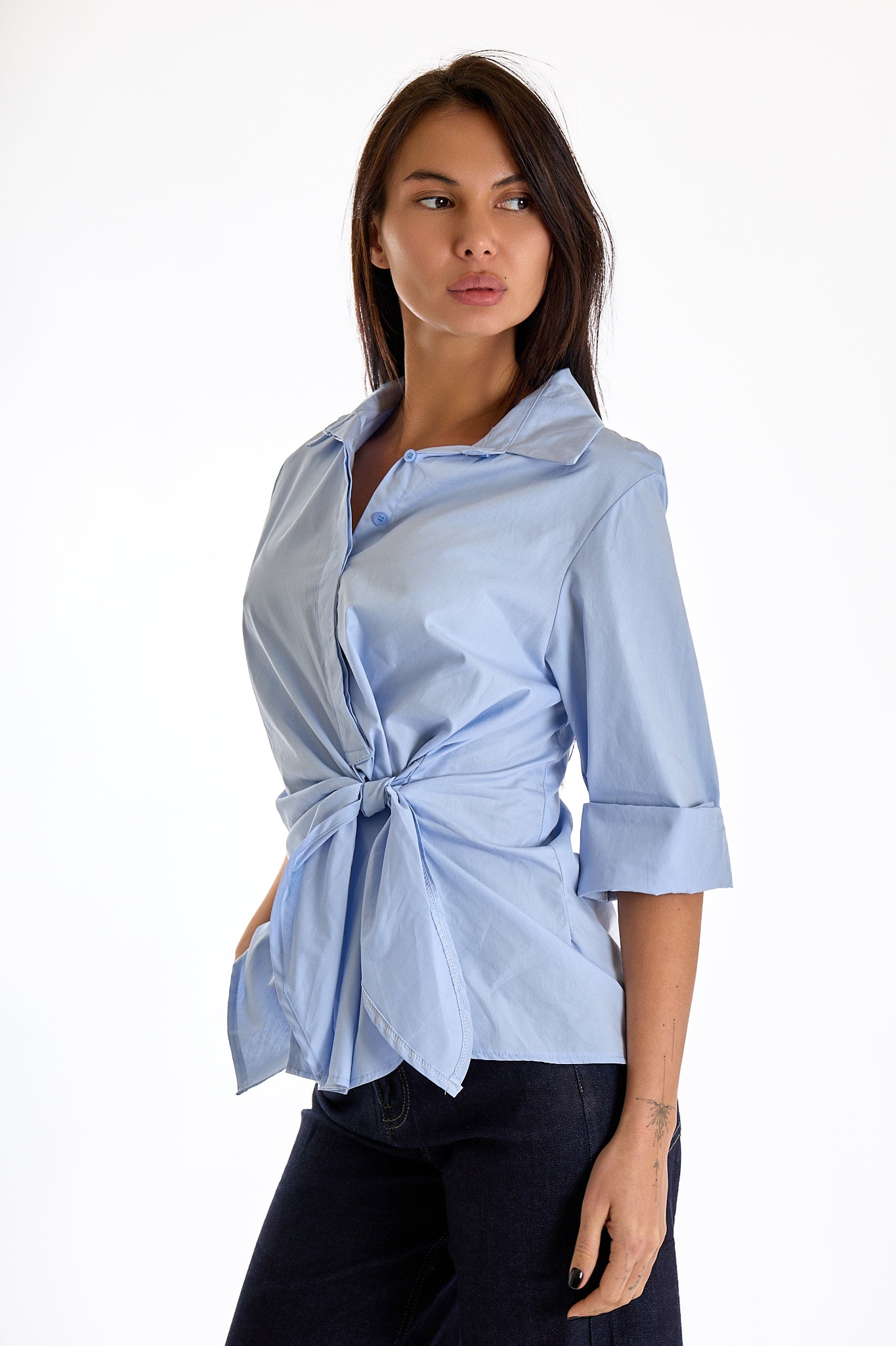 CAMICIA NODO LATERALE|Colore:Celeste