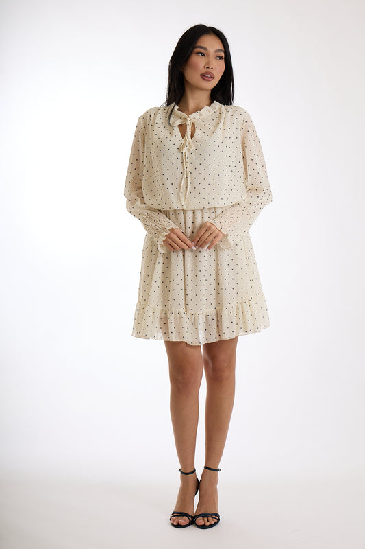 ABITO COLLO FIOCCO POIS|Colore:Avorio