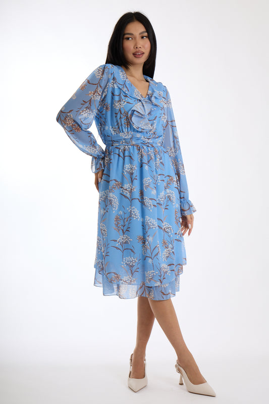 ABITO COLLO ROUCHES FANTASIA|Colore:Celeste