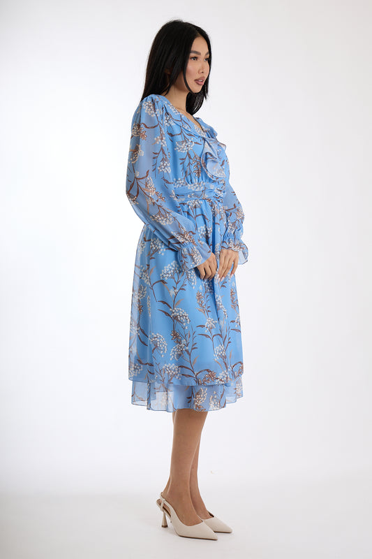 ABITO COLLO ROUCHES FANTASIA|Colore:Celeste