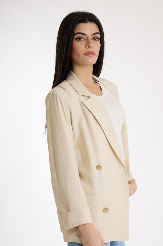 GIACCA BOTTONI ORO VISCOSA|Colore:Avorio