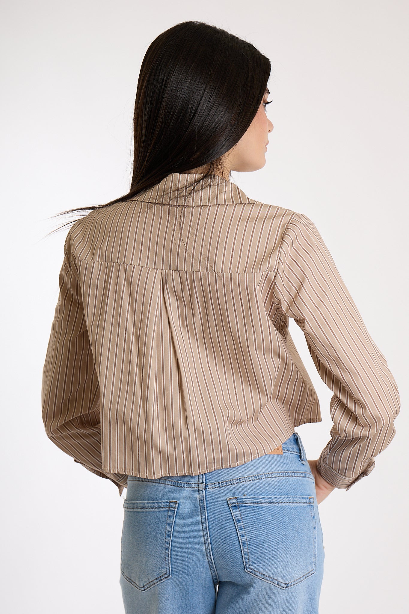 CAMICIA CORTA RIGATA|Colore:Sabbia