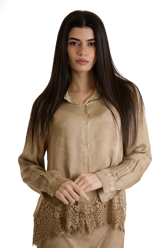 CAMICIA PIZZO RASO|Colore:Sabbia