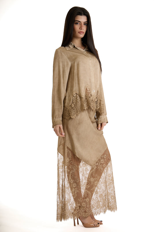 GONNA PIZZO RASO|Colore:Sabbia