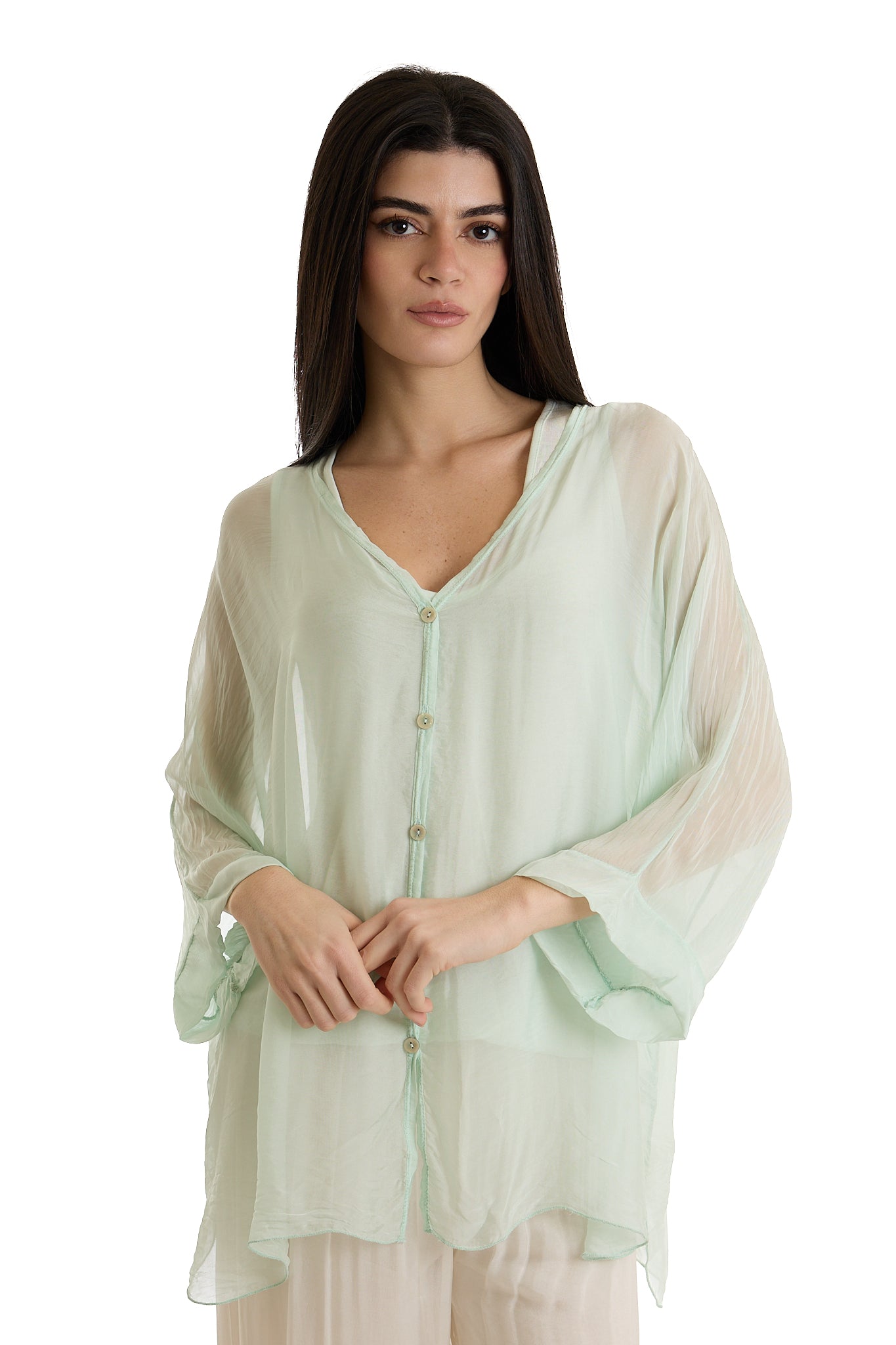 CAMICIA SETA|Colore:Menta