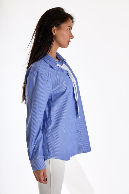 CAMICIA RIGHE CON CRAVATTA|Colore:Celeste
