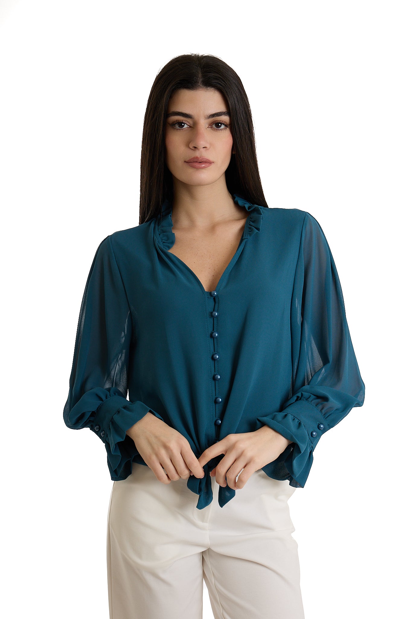 CAMICIA PERLINE|Colore:Blu