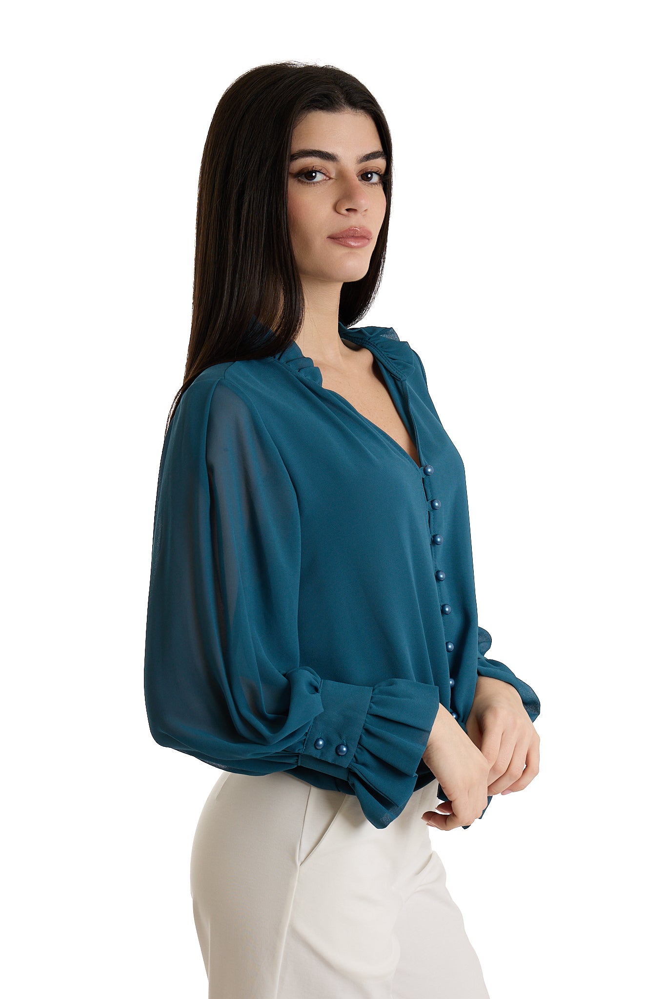 CAMICIA PERLINE|Colore:Blu
