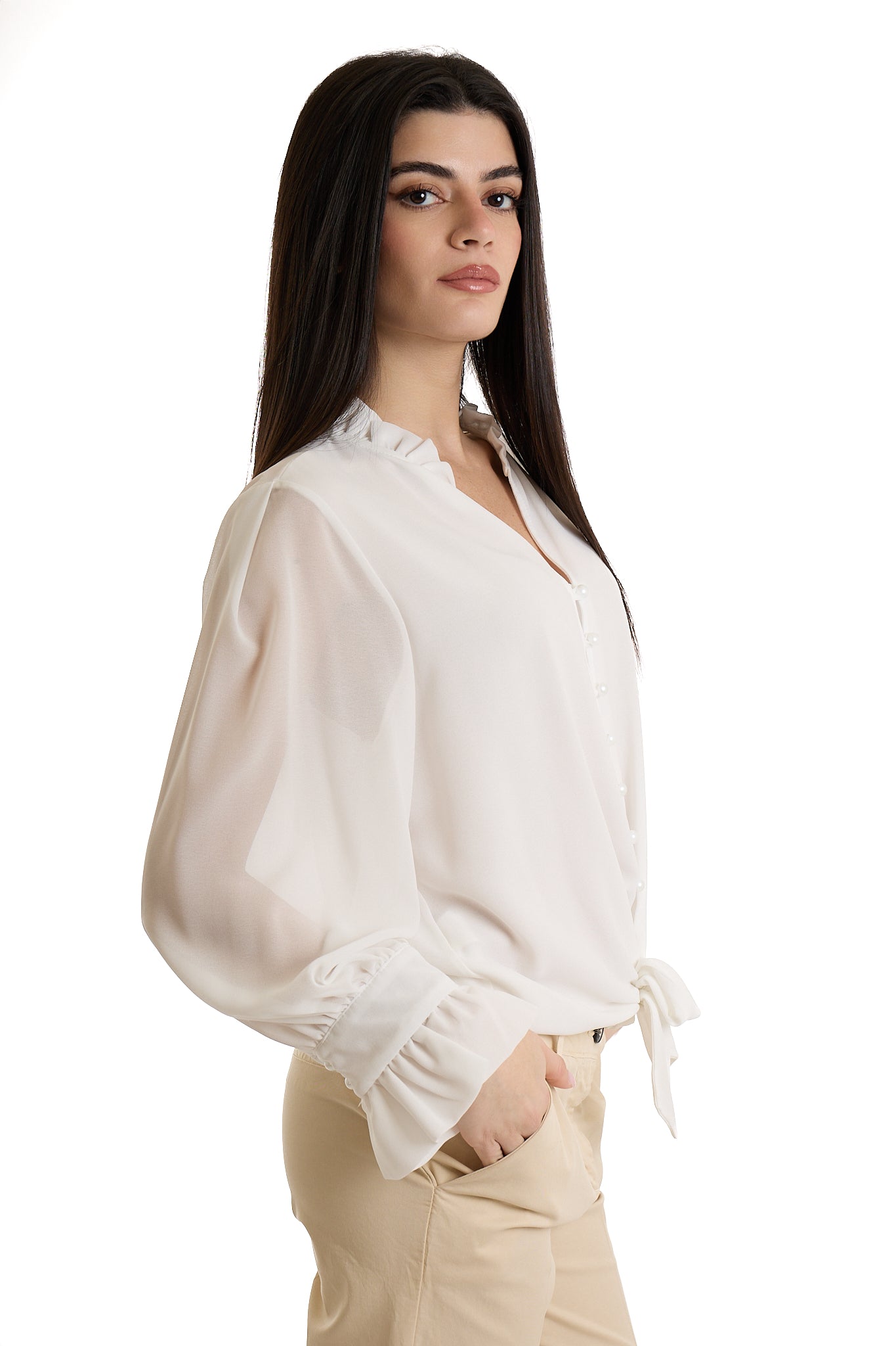 CAMICIA PERLINE|Colore:Bianco