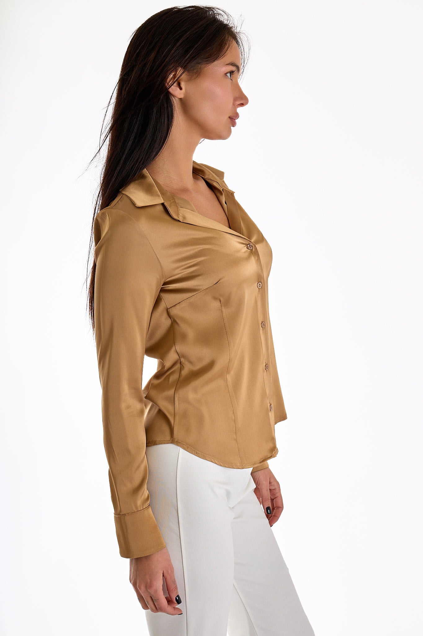 CAMICIA RASO|Colore:Cammello