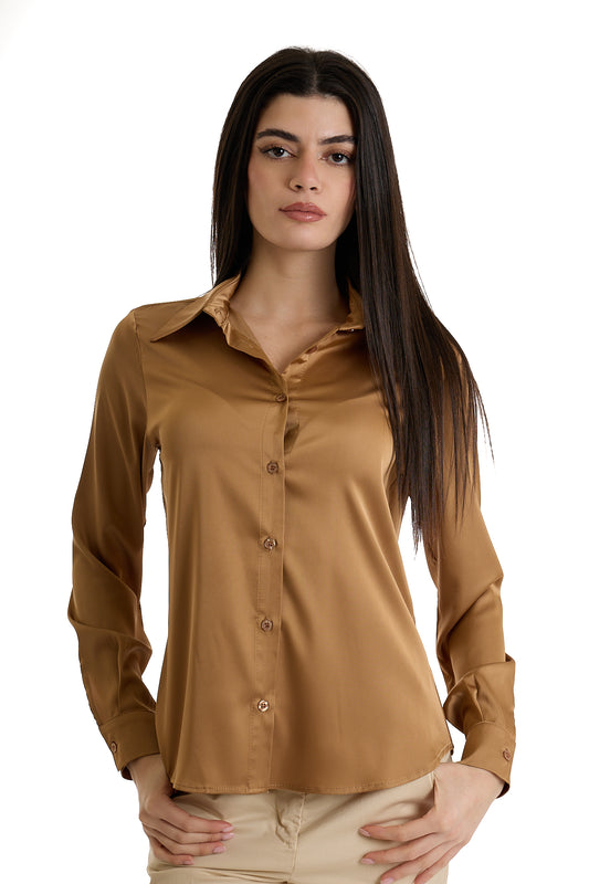CAMICIA RASO|Colore:Cammello