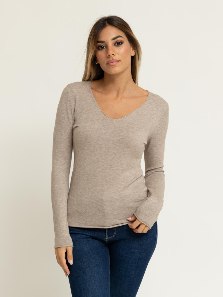 Maglia scollo a V lurex
