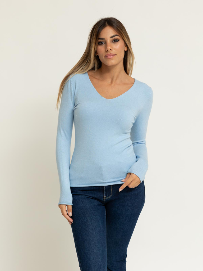 Maglia scollo a V lurex