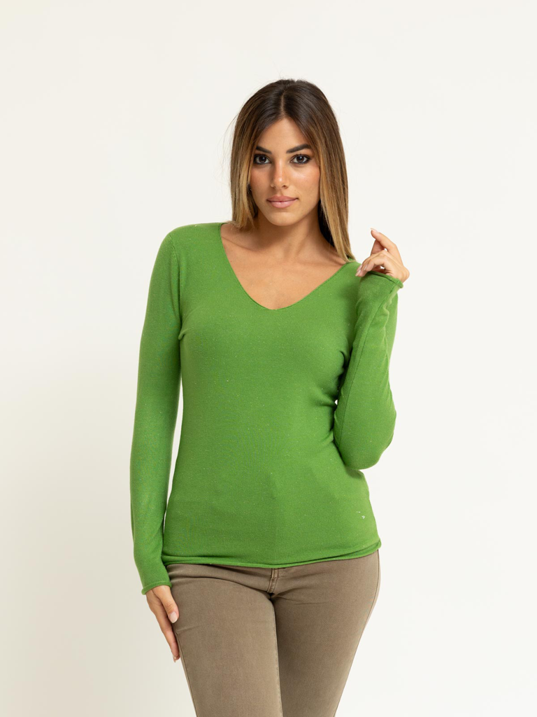 Maglia scollo a V lurex