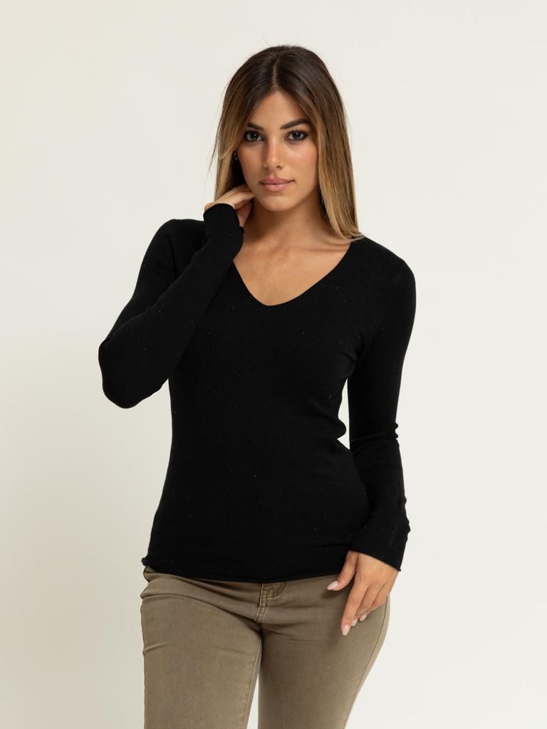 Maglia scollo a V lurex