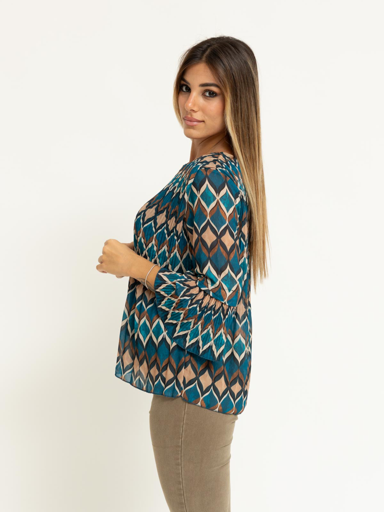 Blusa plissè in fantasia