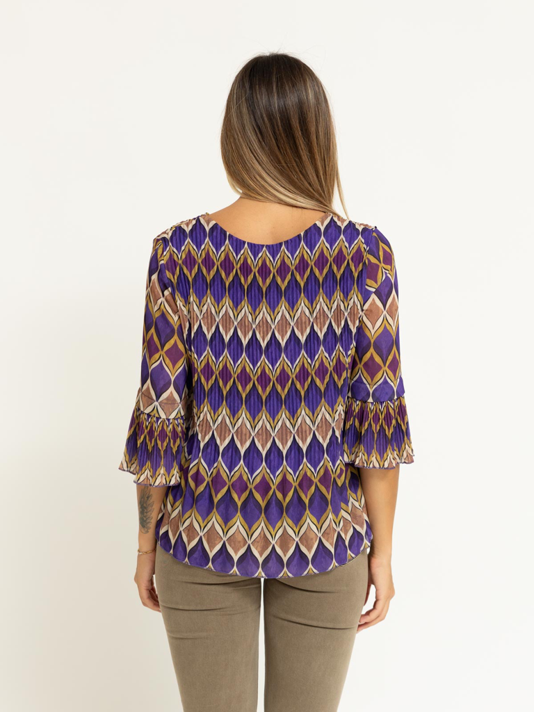 Blusa plissè in fantasia