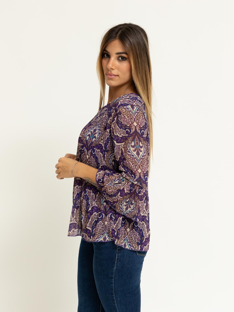 Blusa plissè in fantasia