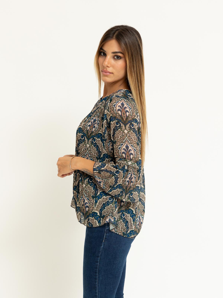 Blusa plissè in fantasia